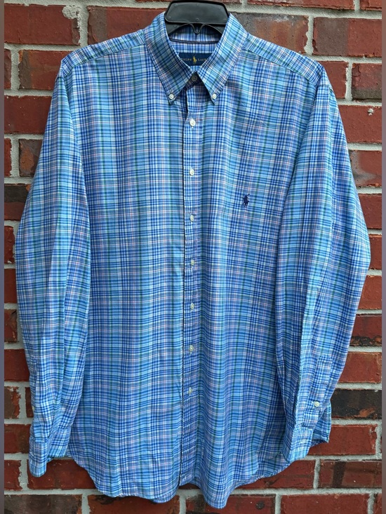 Polo Ralph Lauren Other - Polo Ralph Lauren Men’s XLT Light Blue Plaid Button-Down Long Sleeve Shirt P4